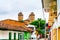 Colonial center and church in the center of Jerico, Colombia