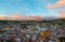 Colonial colorful traditional city and buildings of silver mining age in sunset hill, Guanajuato, Mexico