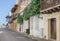 Colonial facades panoramic view near of the wall of Cartagena de Indias Colombia