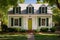 colonial home with forest green shutters and similar front door