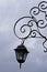 Colonial lanterns and iron volutes in Sao Joao del Rei, Brazil