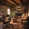 Colonial log cabin living room