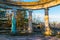 Colonnade of abandoned restaurant on Mount Akhun, Sochi, Russia