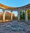 Colonnade of abandoned restaurant on Mount Akhun, Sochi, Russia