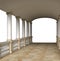Colonnade with balustrade under the roof 3D render