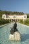 Colonnade and long pool of the Getty Villa, Malibu Villa of the J. Paul Getty Museum in Los Angeles, California