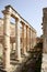 Colonnade on the main street of ancient ruined city Hierapolis in Turkey