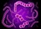 Colony of bacterial cells. Velvet luminescence, Purple Virus, f