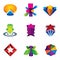 Color 3d social super star icon set for internet web creativity logo illustration success