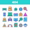 Color 404 HTTP Error Message Vector Linear Icons Set