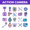 Color Action Camera Sign Icons Set Vector