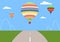 Color air balloon over the road,Vector