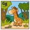 Color alphabet for children, letter G giraffe