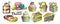 Color Assortment Baked Sweet Dessert Set Vintage Vector