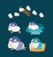 Color background with set sheep sleep time icons