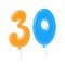 Color Balloons with Numbers Thirty Decoration Elements Set. Vector