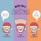 Color banner sparks merry holly jolly christmas of set full body cute caricature of santa claus with placard wooden an