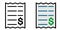 Color and Black Lines Financial Receipt Cartoon Icon