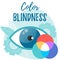 Color blindness vector flat concept. Daltonism. Optometry, ophthalmology illustration.