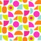 Color block bright shapes seamless vector pattern.