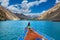 Color boat and beautiful landscape at attabad lake