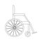 Color book. Outline silhouette of empty wheelchair. Transport for handicapped in case of illness, or disability, medical