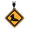 Color caution diamond emblem with laborer and shovel