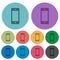 Color cellphone flat icon set on round background