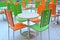 Color chairs in cafe of fast food