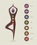 Color chakra icons with silhouette doing yoga