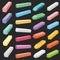 Color chalk pastel sticks, artist supplies vector set isolated