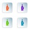 Color Champagne bottle with glass icon isolated on white background. Set colorful icons in square buttons. Vector