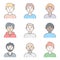 Color Character People Man Concept Contour Linear Style. Vector