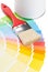 Color chart guide with brush and paint bucket