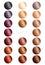 Color chart for hair dye. Tints. Hair color palette with a range of swatches