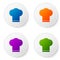Color Chef hat icon isolated on white background. Cooking symbol. Cooks hat. Set icons in circle buttons. Vector