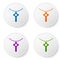 Color Christian cross on chain icon  on white background. Church cross. Set icons in circle buttons. Vector
