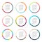 Color circle sector badges set