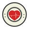 Color circular emblem with heart with line vital sign