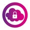 Color circular emblem with secure padlock cloud service