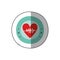 Color circular frame with middle shadow sticker with heart with signs of life