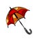 Color clip art from a multi-colored umbrella.