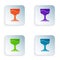 Color Cocktail icon isolated on white background. Set colorful icons in square buttons. Vector