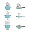 Color cooking line icons set.