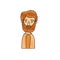 Color crayon stripe caricature side view half body man bearded