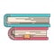 Color crayon stripe image of collection of books with bookmark