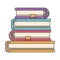 Color crayon stripe image of stack collection of books with bookmark