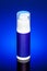 The color cream container on blue background