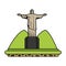 Color cristo religion statue with mountains landscape