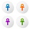 Color Cross ankh icon isolated on white background. Set icons in circle buttons. Vector Illustration
